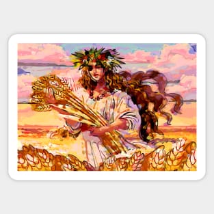 Abstract woman in the wheat field Sticker